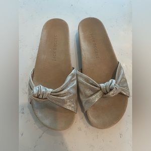 Jack Rodgers Sparkly Champagne Flat Sandals (never been worn)